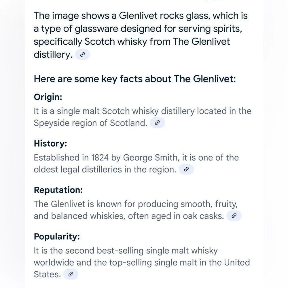 Glenlivet Scotch Whisky White Logo Crystal Cut Rocks Bar CocktailAccessory Glass